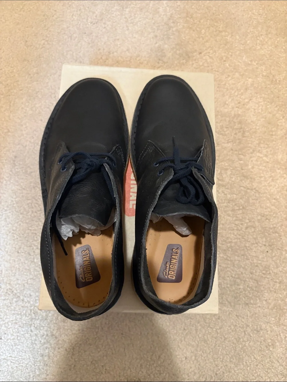 Clarks Originals Desert Boot Navy Leather Men's Chukka Boots with Crepe Sole